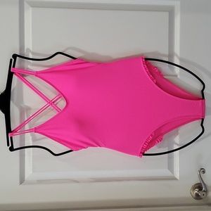 Barbie Pink One Piece Swim Large NWOT